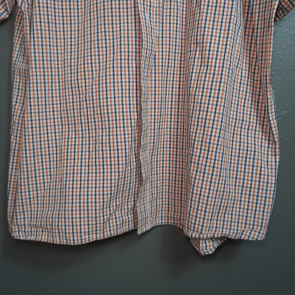 Izod Mens Orange And Blue Plaid Short Sleeve Button Down Collar Shirt Size XL - Picture 2 of 5